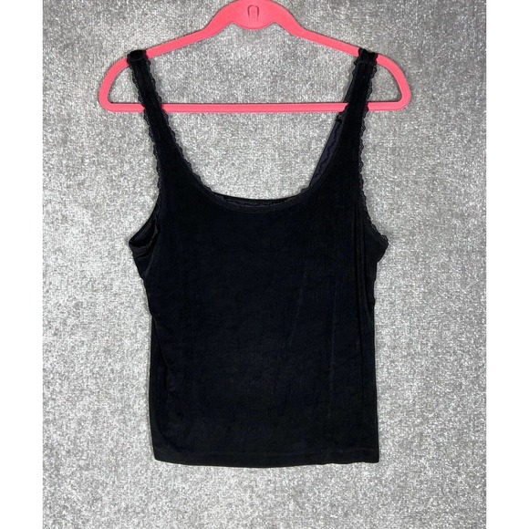 Chicos Travelers Slinky Knit Scoop Neck Lace Trim Tank Top‎ Womens Size 2 US 12 - Picture 1 of 9